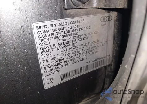 2019 Audi Q7 55 Premium from USA, damaged, VIN WA1VAAF75KD003219